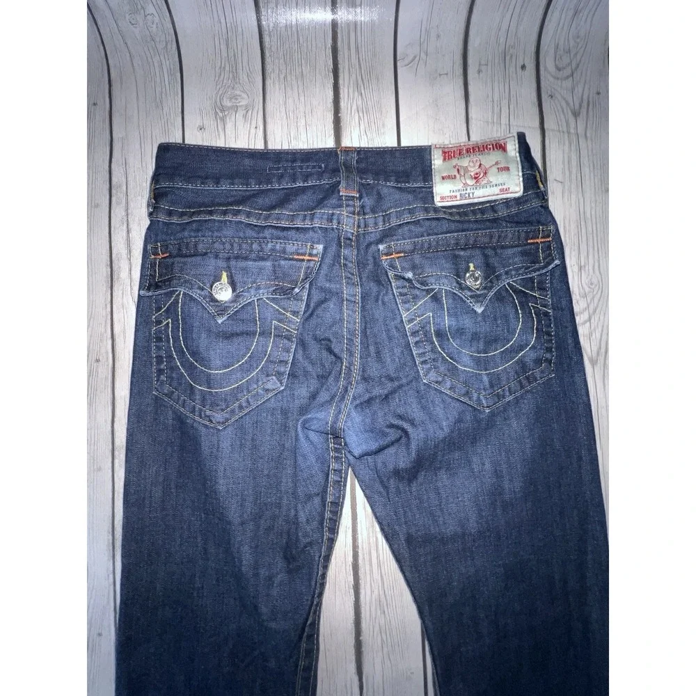 True Religion Jeans Men's Size 32x27 Straight Leg Blue Denim Flap Pockets